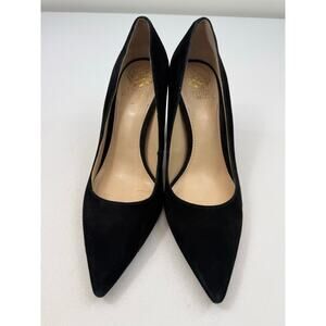 Vince Camuto Black Suede 3.75” Block Heel Pumps Size 9 Capsule Minimalist